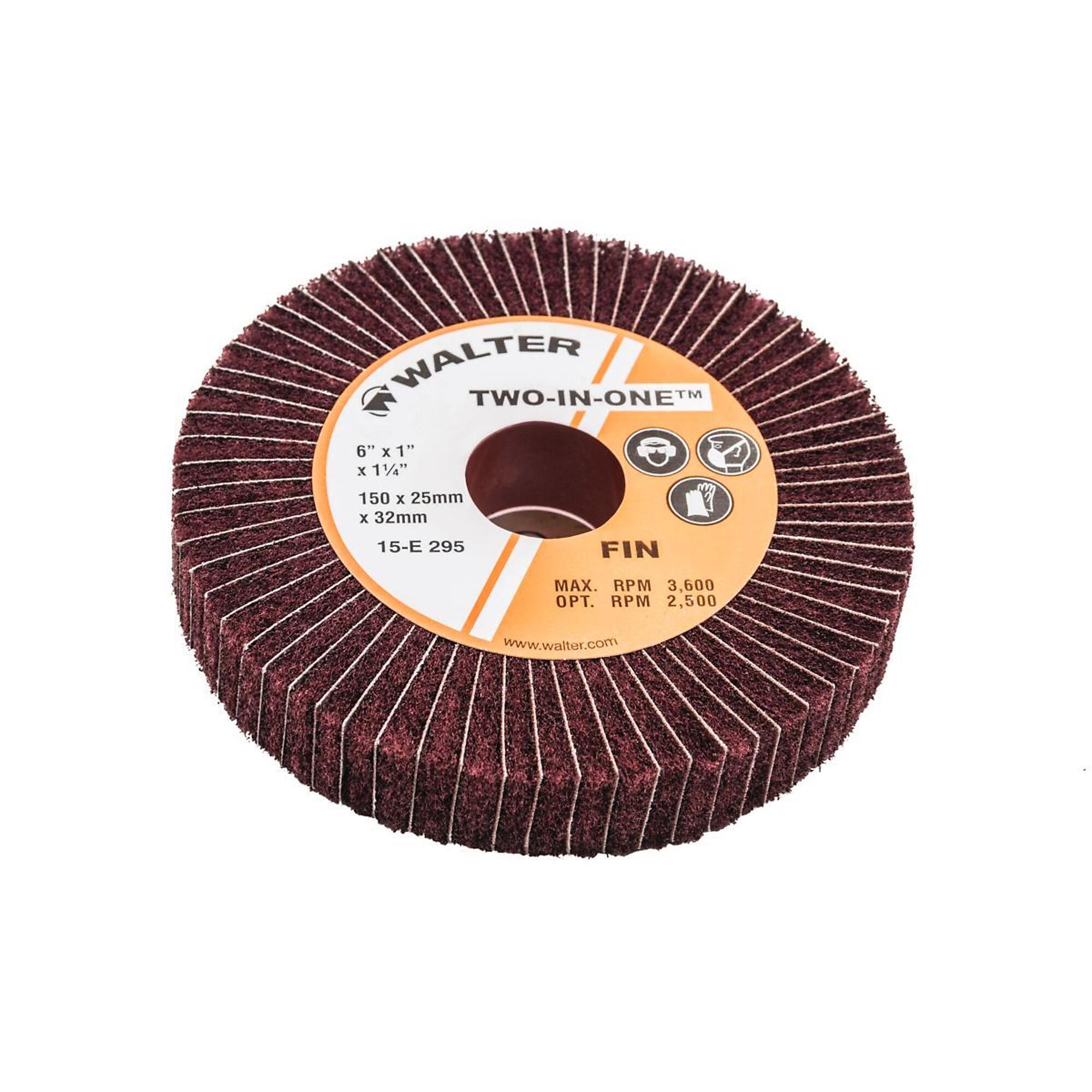 Walter Two-In-One Flap Wheels — 6in. x 1in., Fine Grit, Pack of 10, Model# 15E295